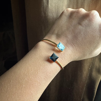 Sky Blue Topaz and London Blue Topaz Bracelet Cuff