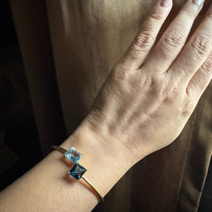 Sky Blue Topaz and London Blue Topaz Bracelet Cuff