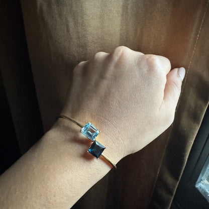 Sky Blue Topaz and London Blue Topaz Bracelet Cuff