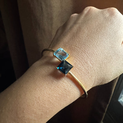 Sky Blue Topaz and London Blue Topaz Bracelet Cuff