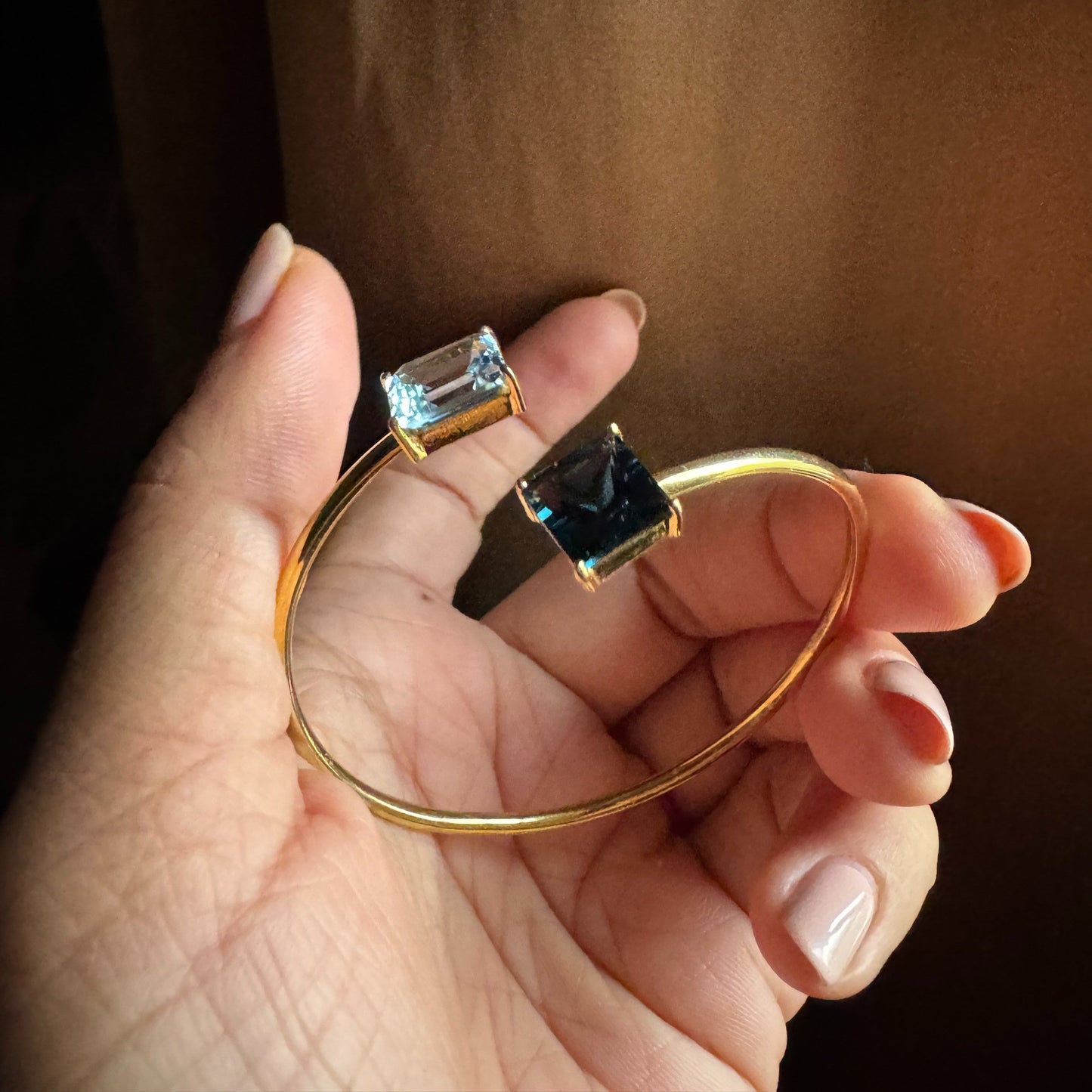 Sky Blue Topaz and London Blue Topaz Bracelet Cuff