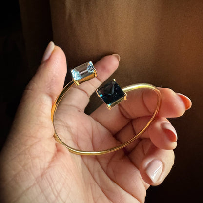 Sky Blue Topaz and London Blue Topaz Bracelet Cuff
