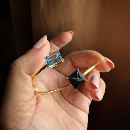 Sky Blue Topaz and London Blue Topaz Bracelet Cuff