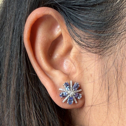 Tanza Bloom Natural Tanzanite Stud Earrings