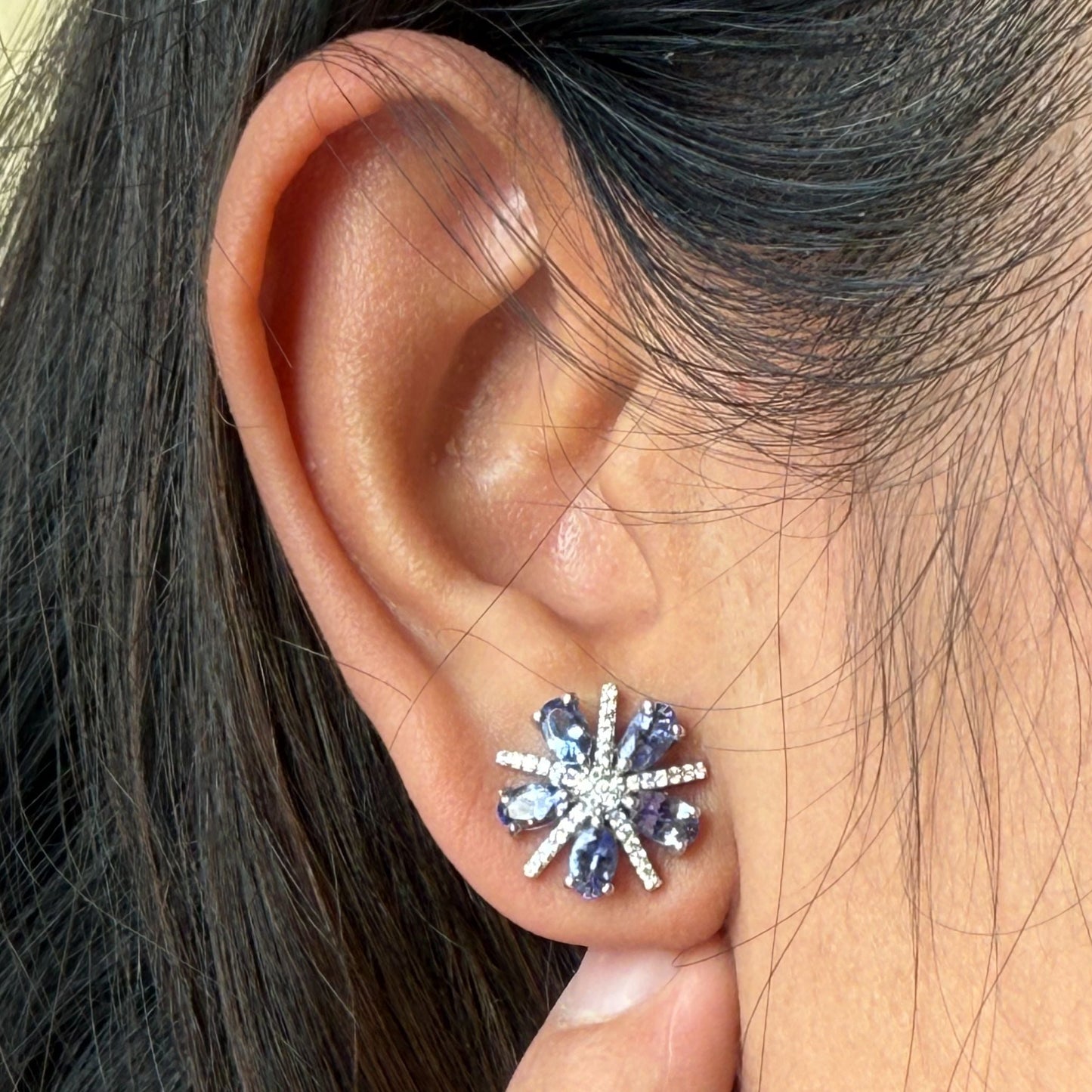 Tanza Bloom Natural Tanzanite Stud Earrings