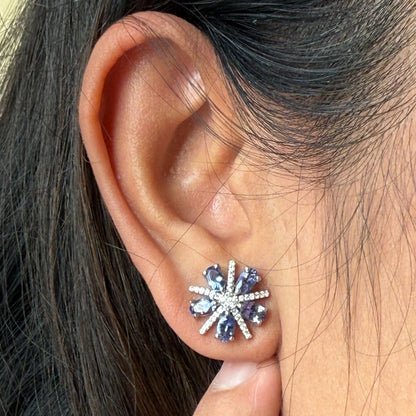 Tanza Bloom Natural Tanzanite Stud Earrings