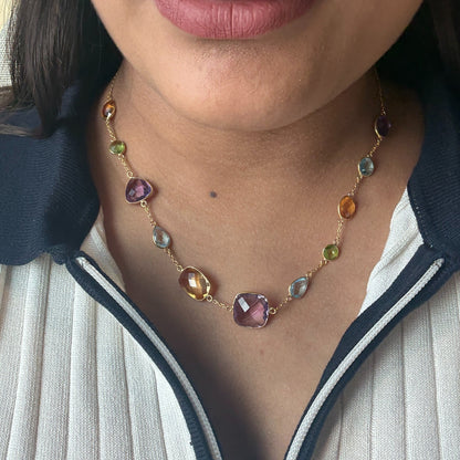 GemMedley Natural Gemstones Chain with Gold Vermeil