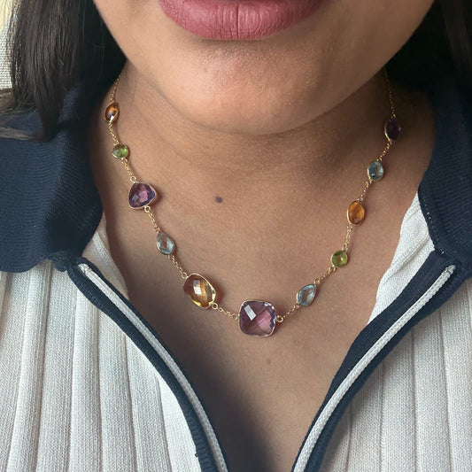 GemMedley Natural Gemstones Chain with Gold Vermeil