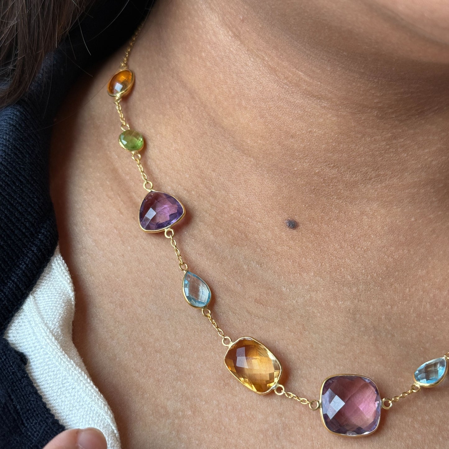 GemMedley Natural Gemstones Chain with Gold Vermeil