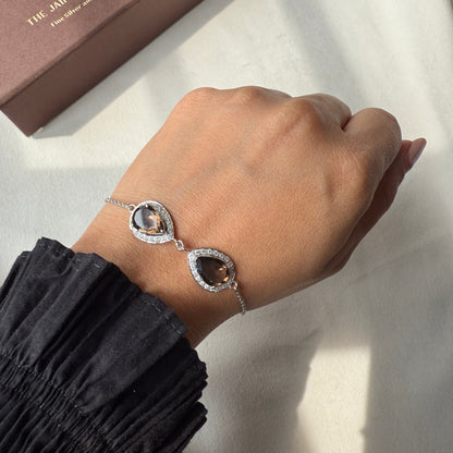 Pear of Joy Natural Smoky Quartz Bracelet Set