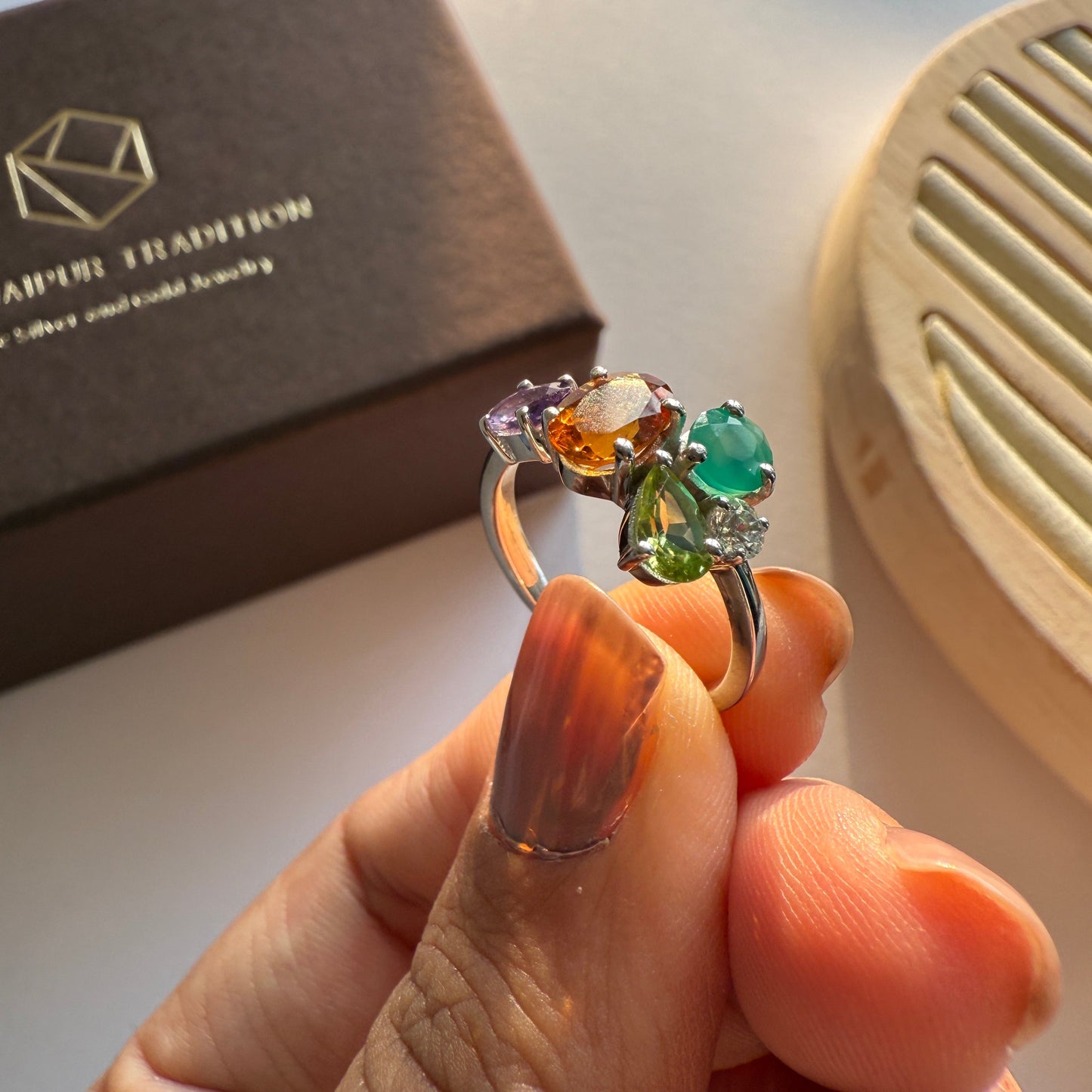 Citrine Crush Natural Gemstone Silver Ring