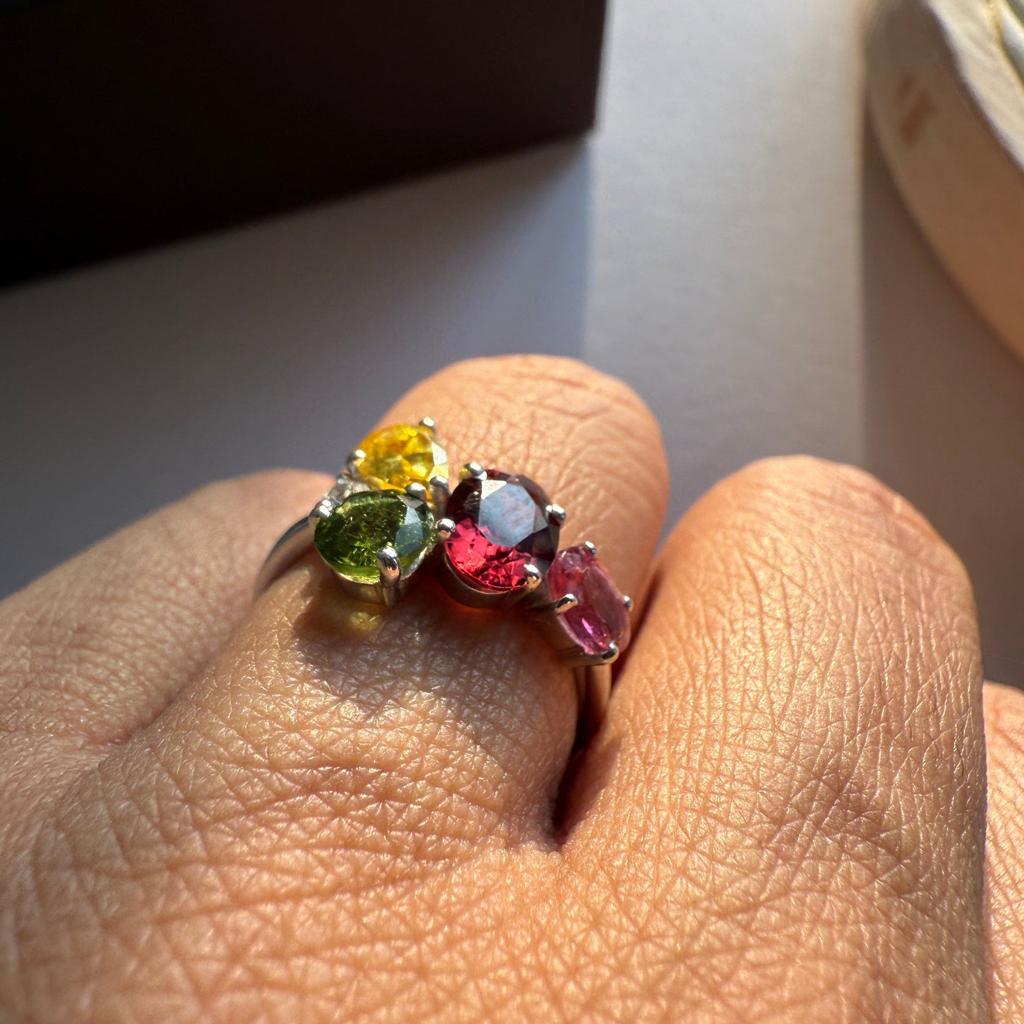 Tourmaline Crush Natural Gemstone Silver Ring