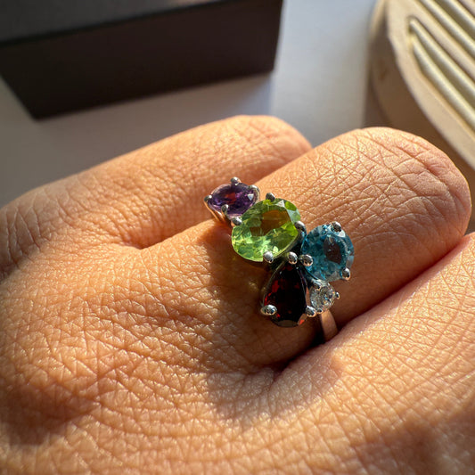 Peridot Crush Natural Gemstone Silver Ring