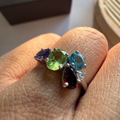 Peridot Crush Natural Gemstone Silver Ring