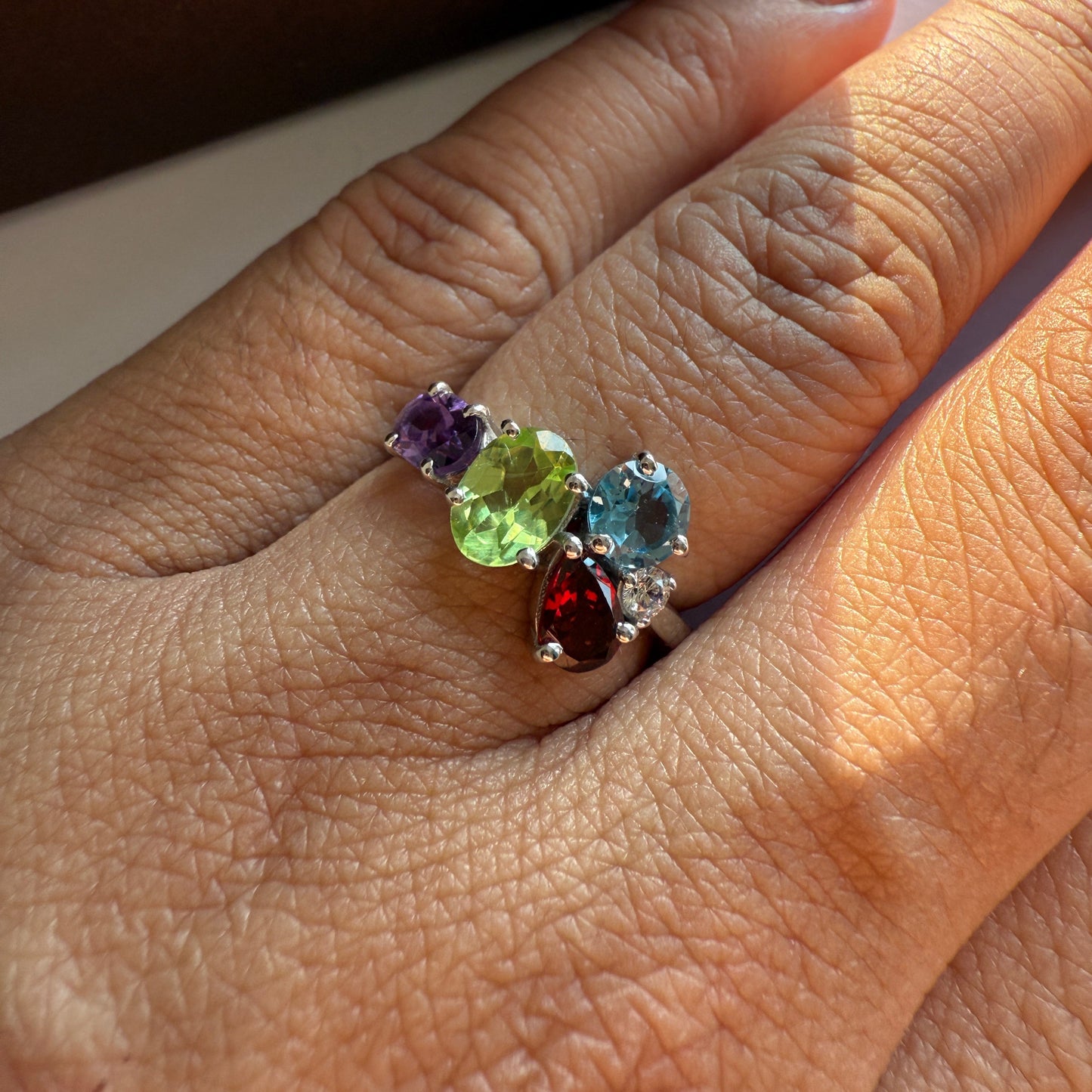 Peridot Crush Natural Gemstone Silver Ring