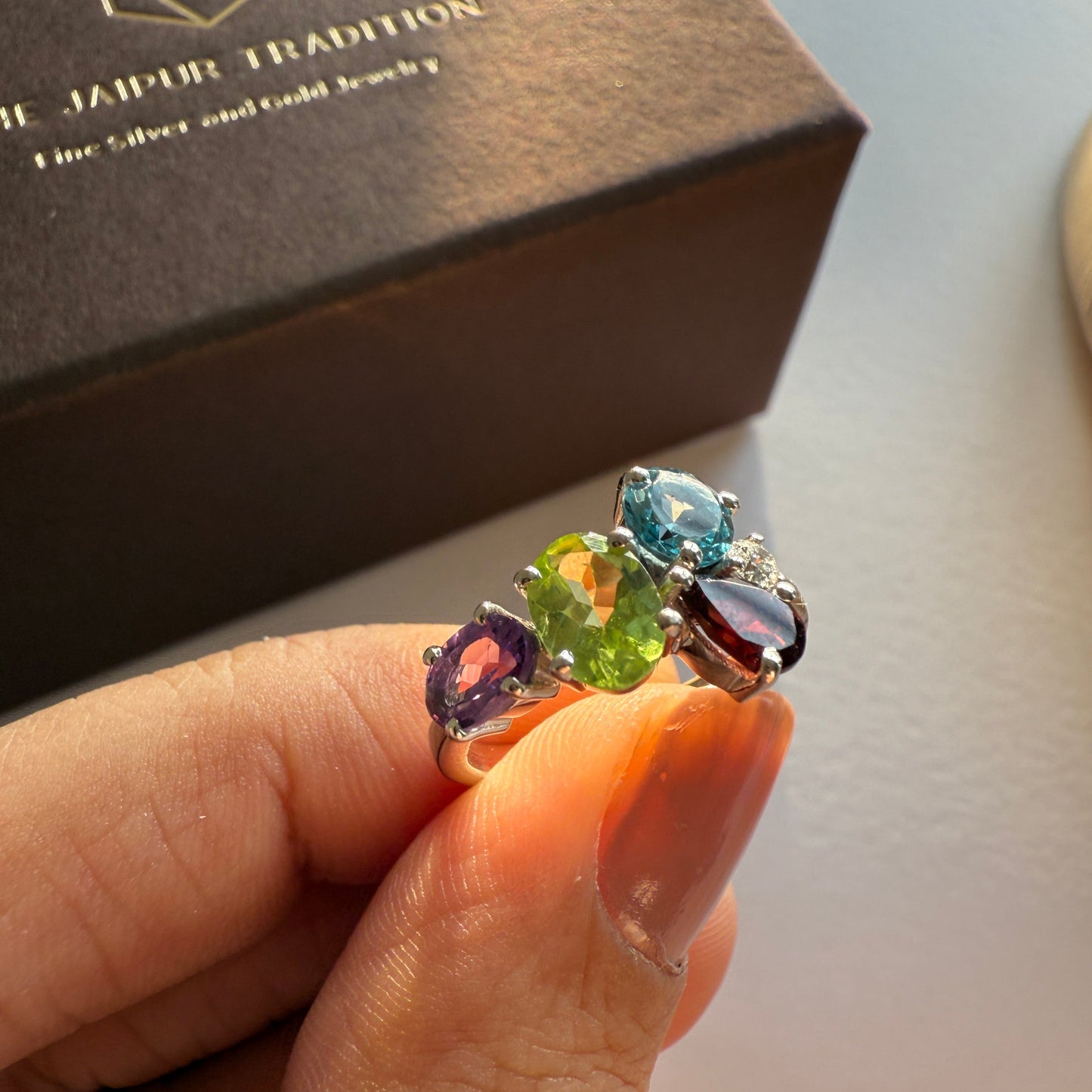 Peridot Crush Natural Gemstone Silver Ring