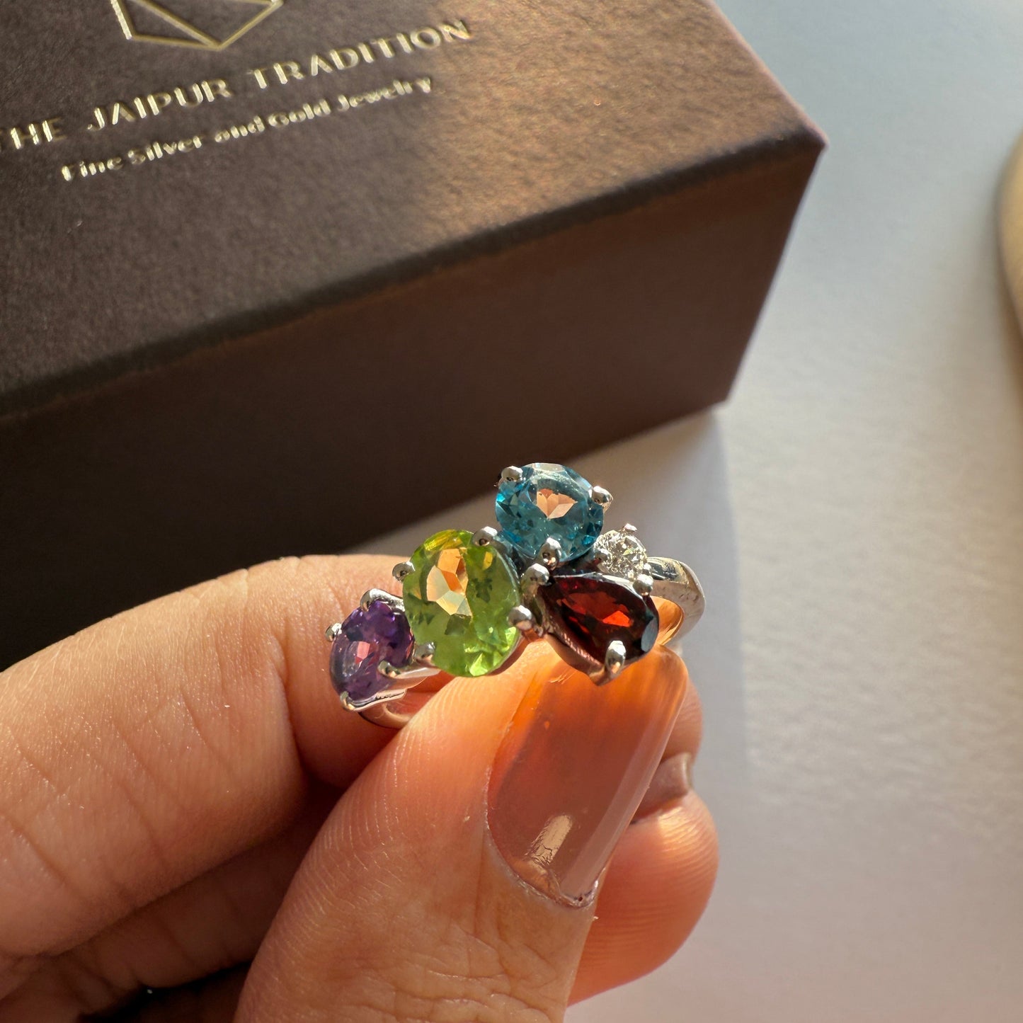 Peridot Crush Natural Gemstone Silver Ring