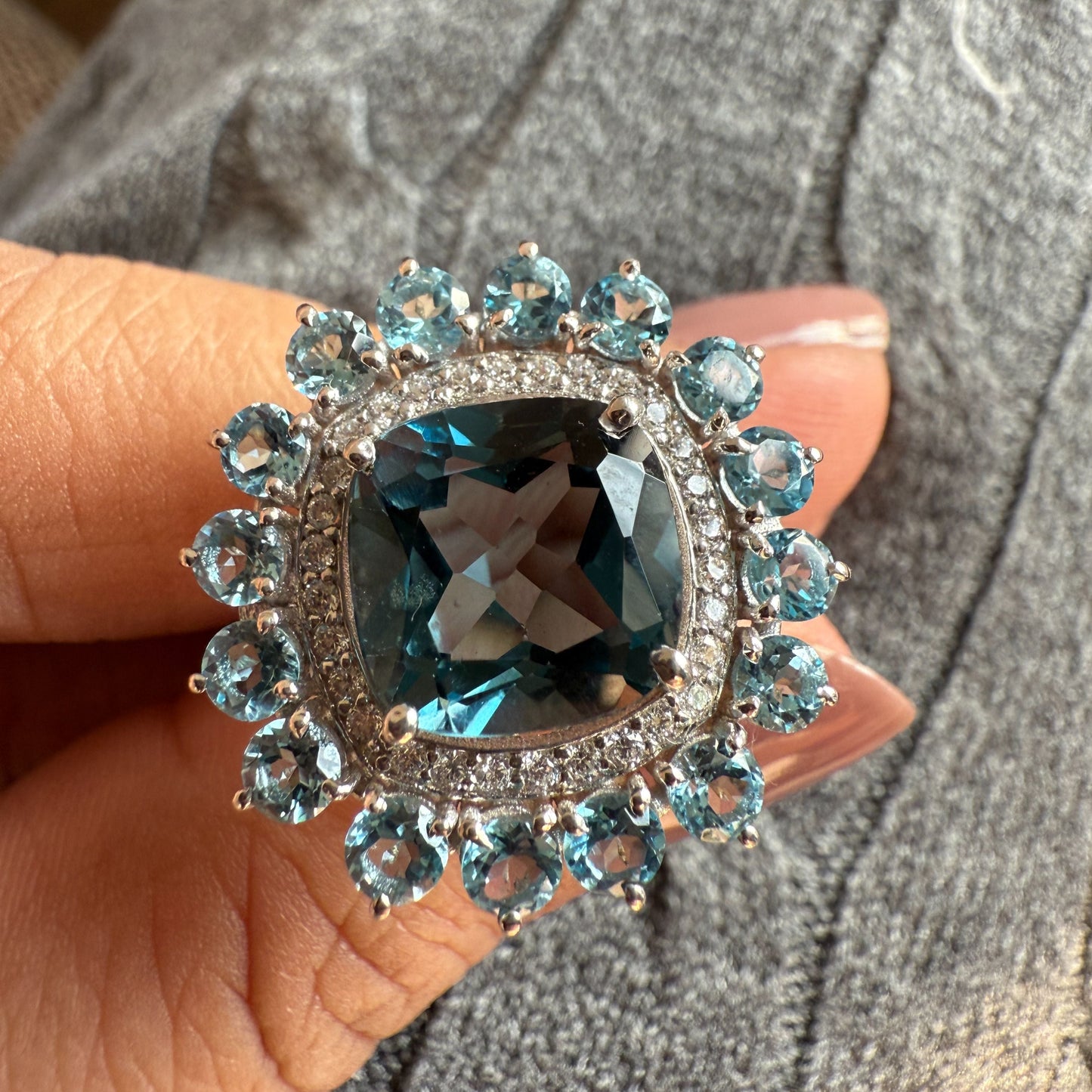 Bloom Royale Blue Topaz Statement Ring