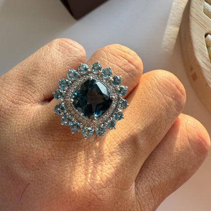 Bloom Royale Blue Topaz Statement Ring