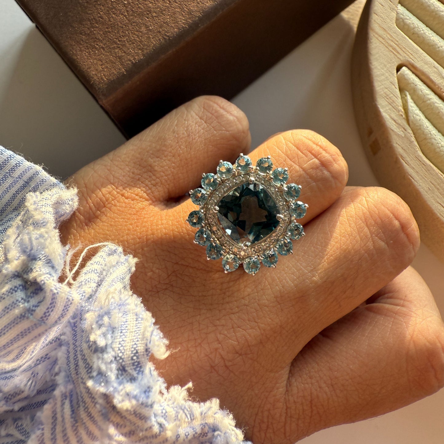 Bloom Royale Blue Topaz Statement Ring