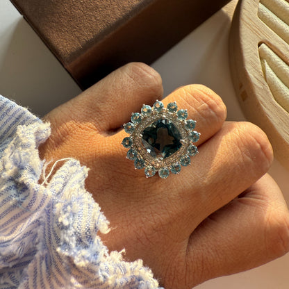 Bloom Royale Blue Topaz Statement Ring