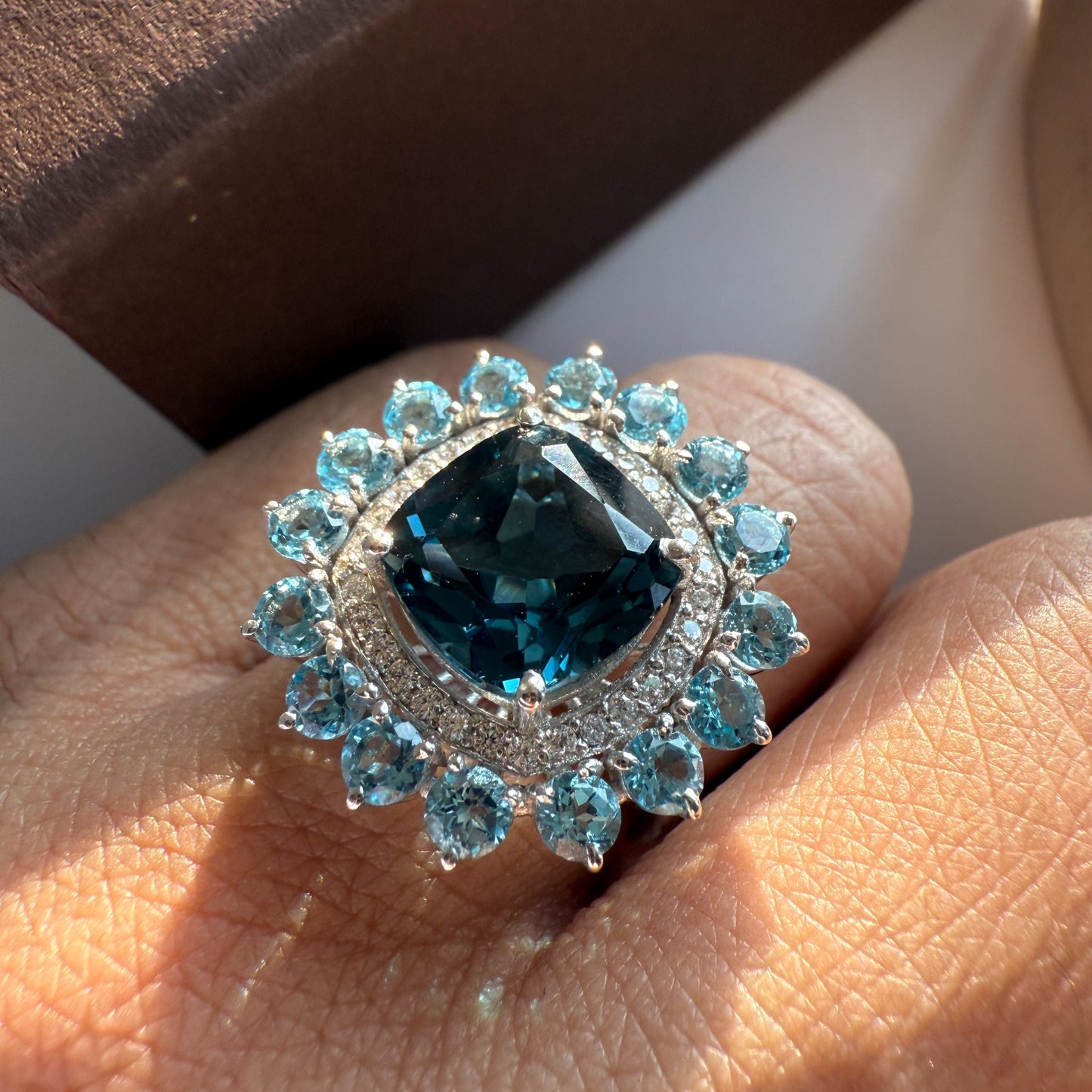 Bloom Royale Blue Topaz Statement Ring