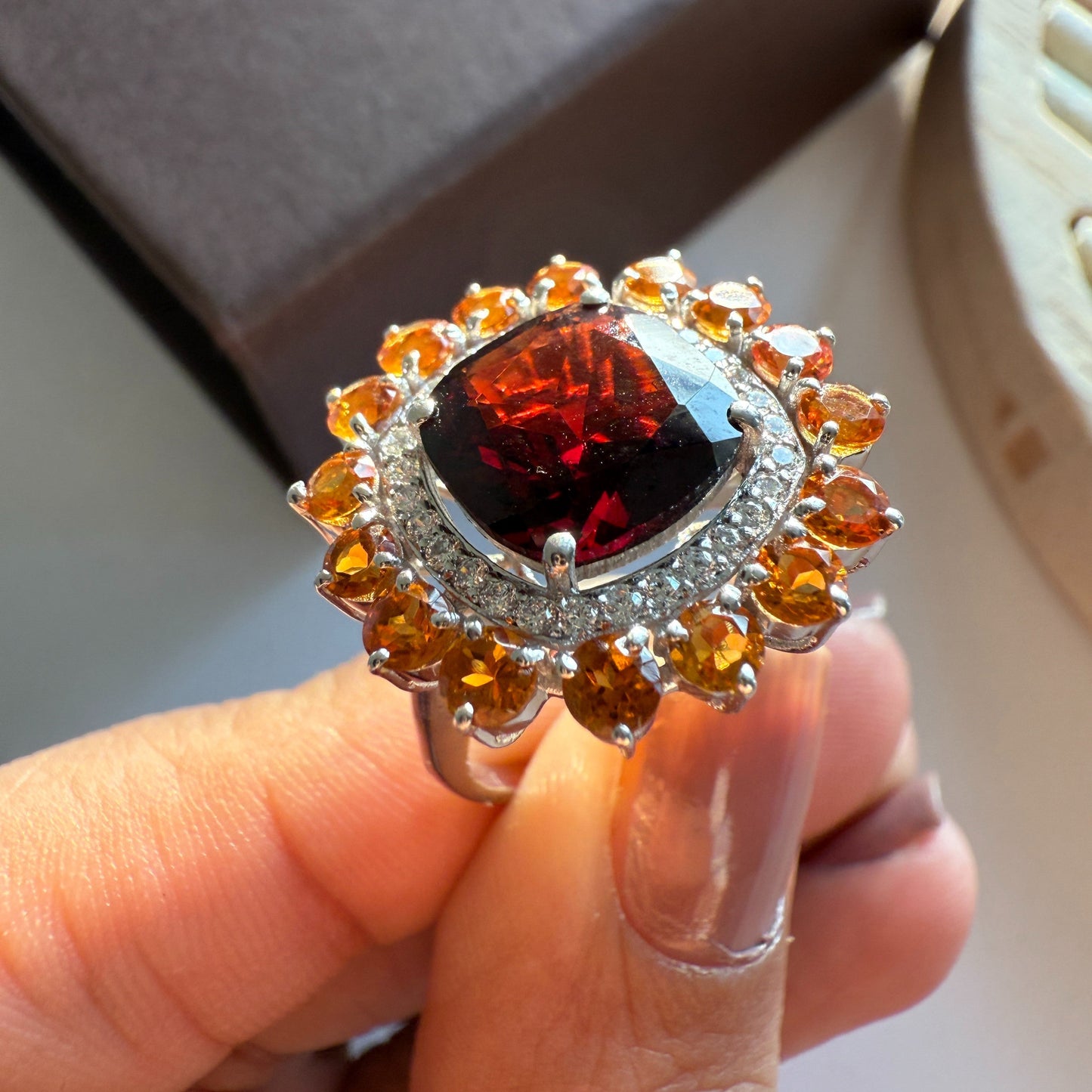 Bloom Royale Garnet Statement Ring