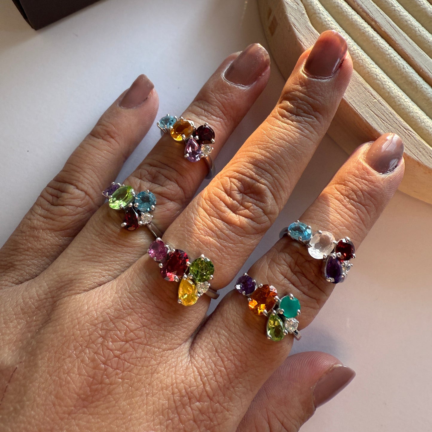 Peridot Crush Natural Gemstone Silver Ring