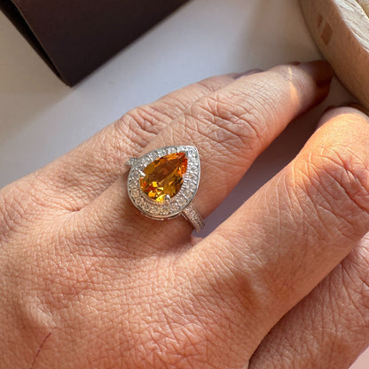 Pear of Joy Natural Citrine Ring