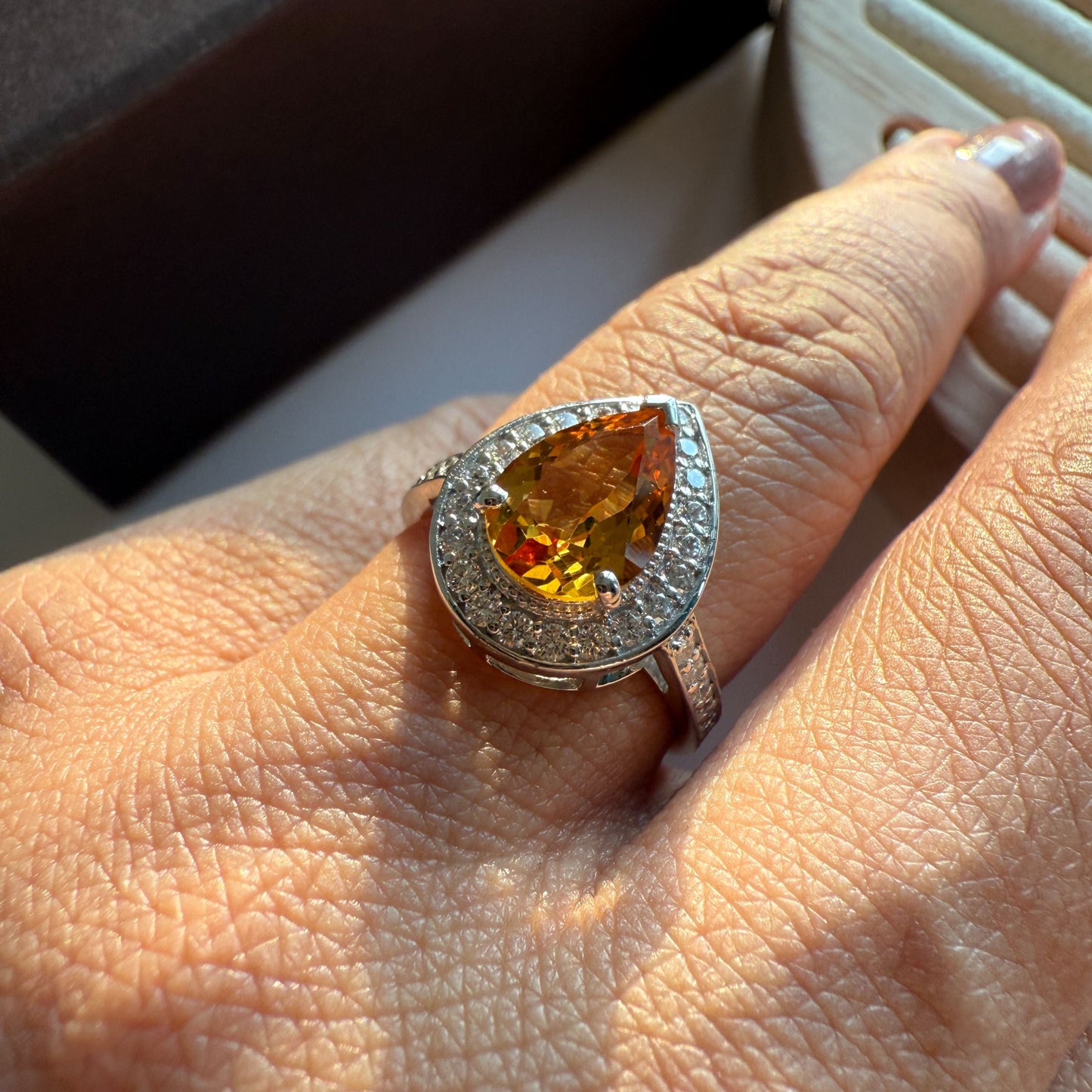Pear of Joy Natural Citrine Ring