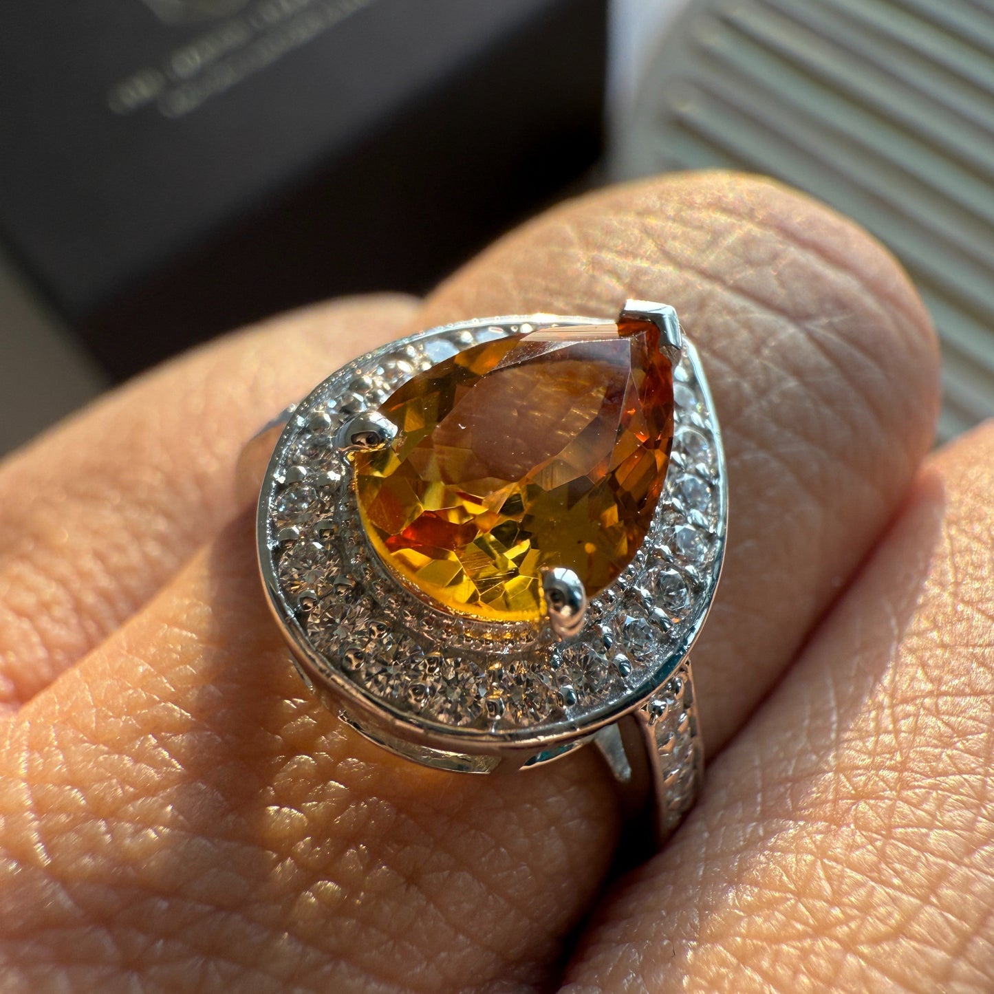 Pear of Joy Natural Citrine Ring
