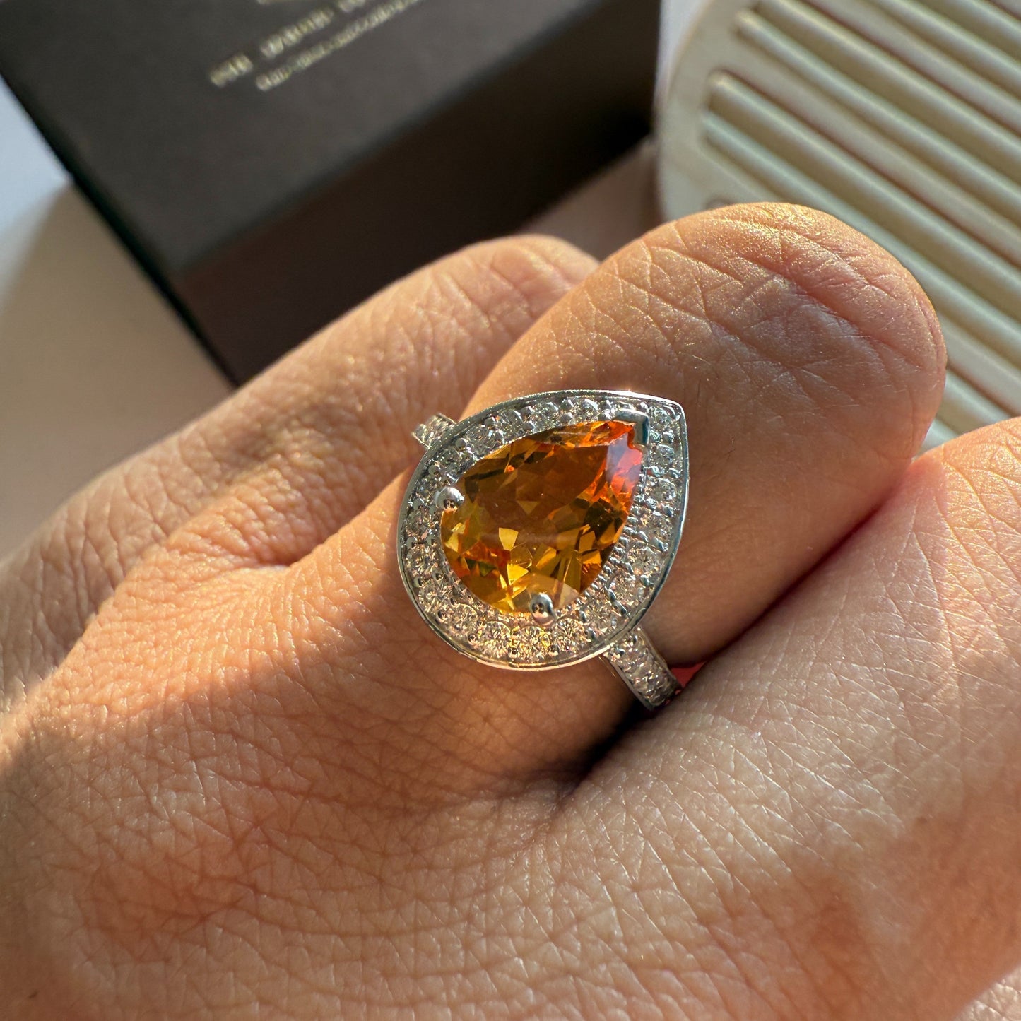 Pear of Joy Natural Citrine Ring
