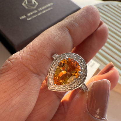 Pear of Joy Natural Citrine Ring