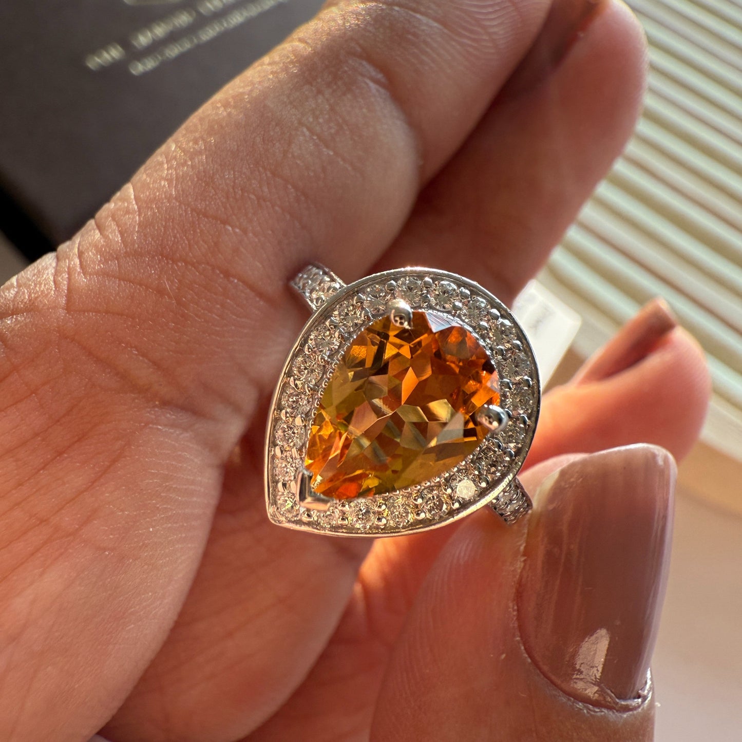 Pear of Joy Natural Citrine Ring