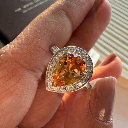 Pear of Joy Natural Citrine Ring