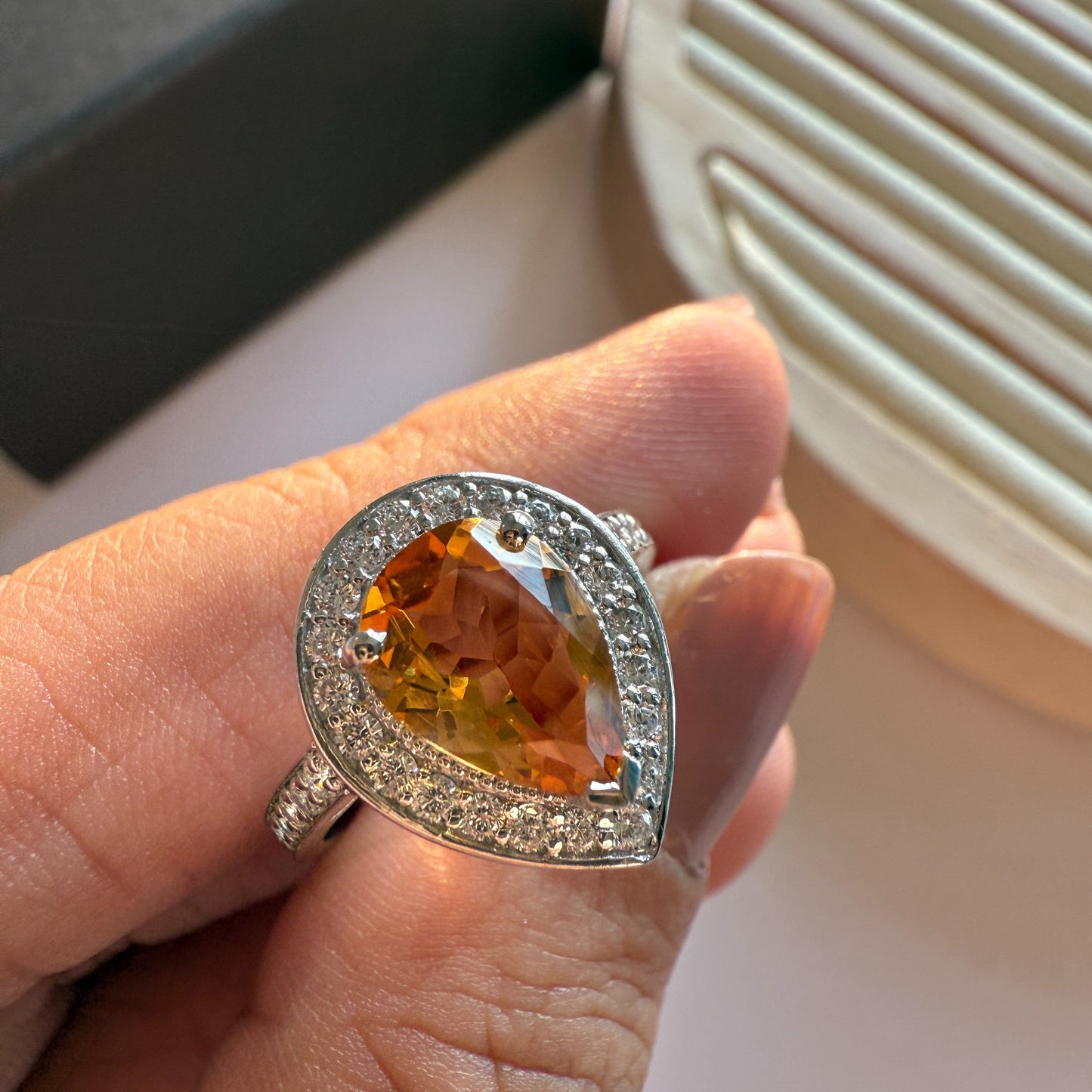 Pear of Joy Natural Citrine Ring