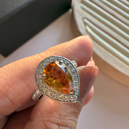 Pear of Joy Natural Citrine Ring