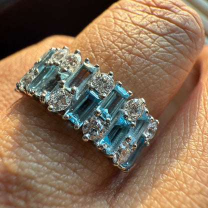 Gem Grid Sky Blue Topaz Ring Band