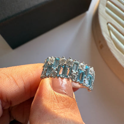 Gem Grid Sky Blue Topaz Ring Band