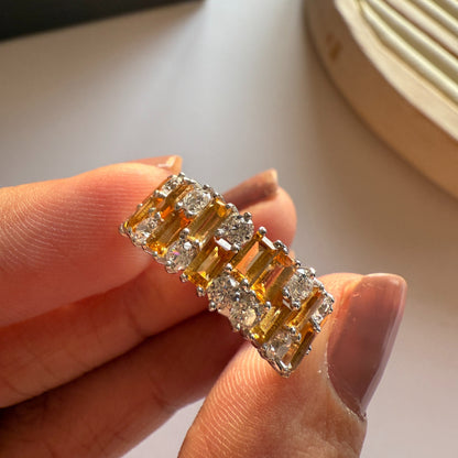 Gem Grid Citrine Ring Band