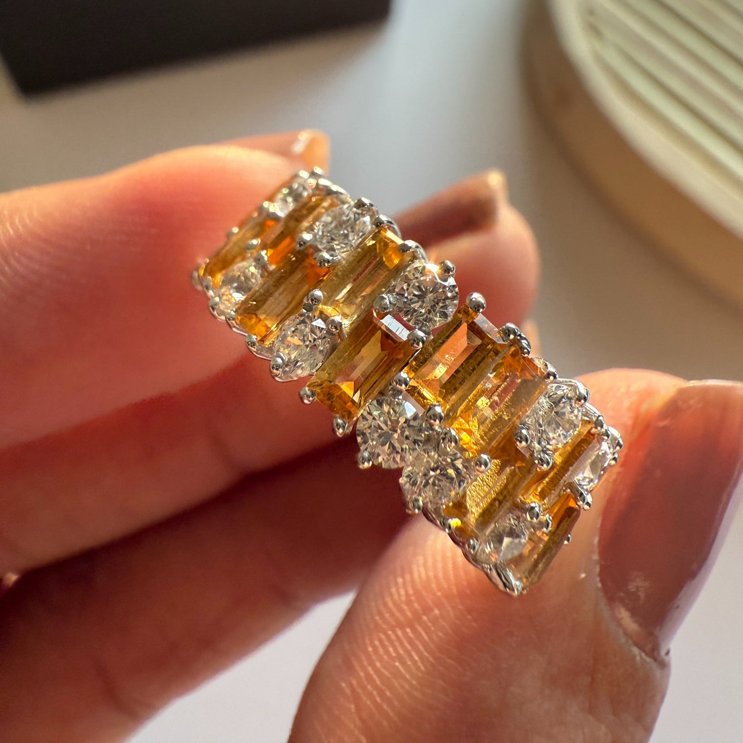 Gem Grid Citrine Ring Band