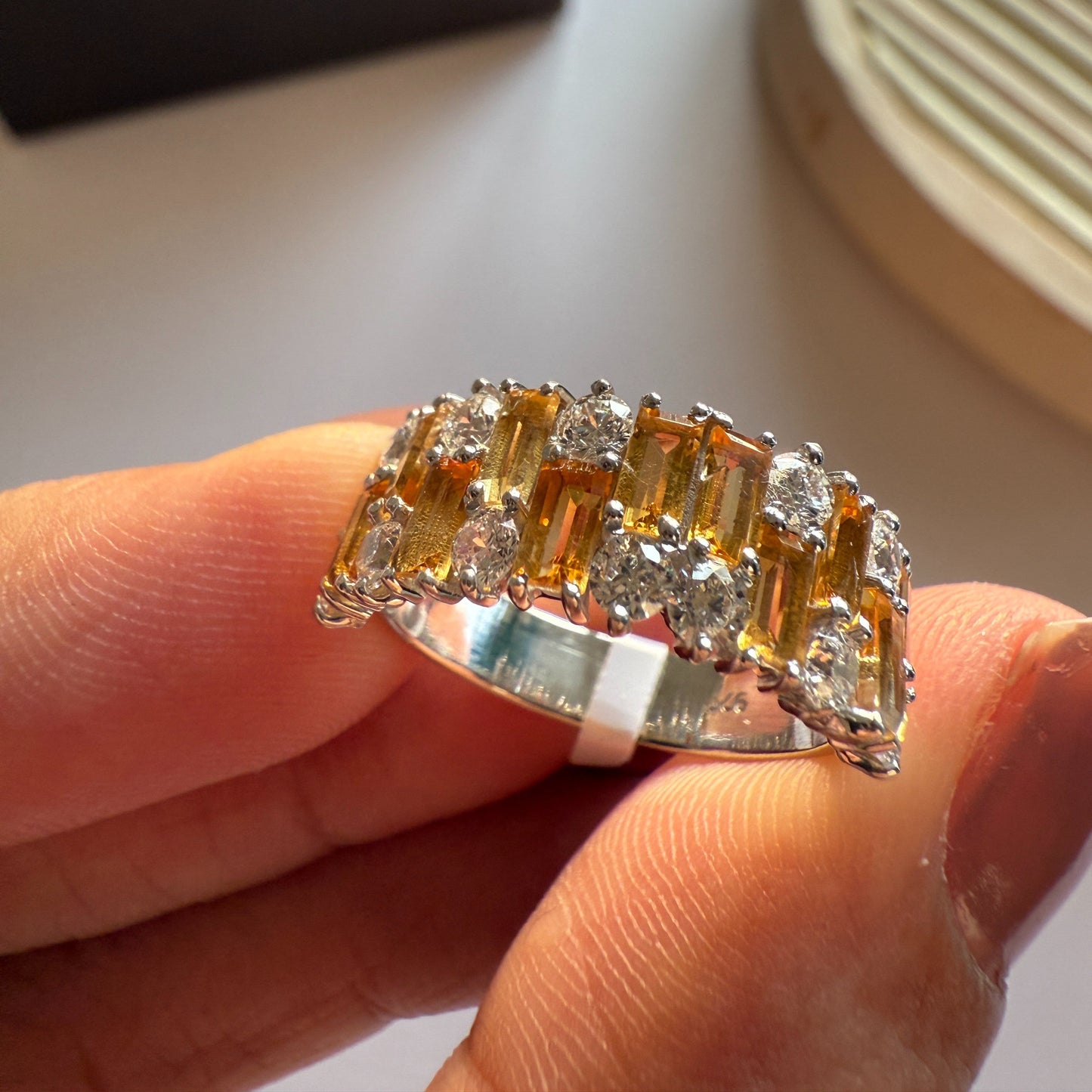 Gem Grid Citrine Ring Band