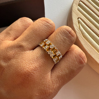 Gem Grid Citrine Ring Band