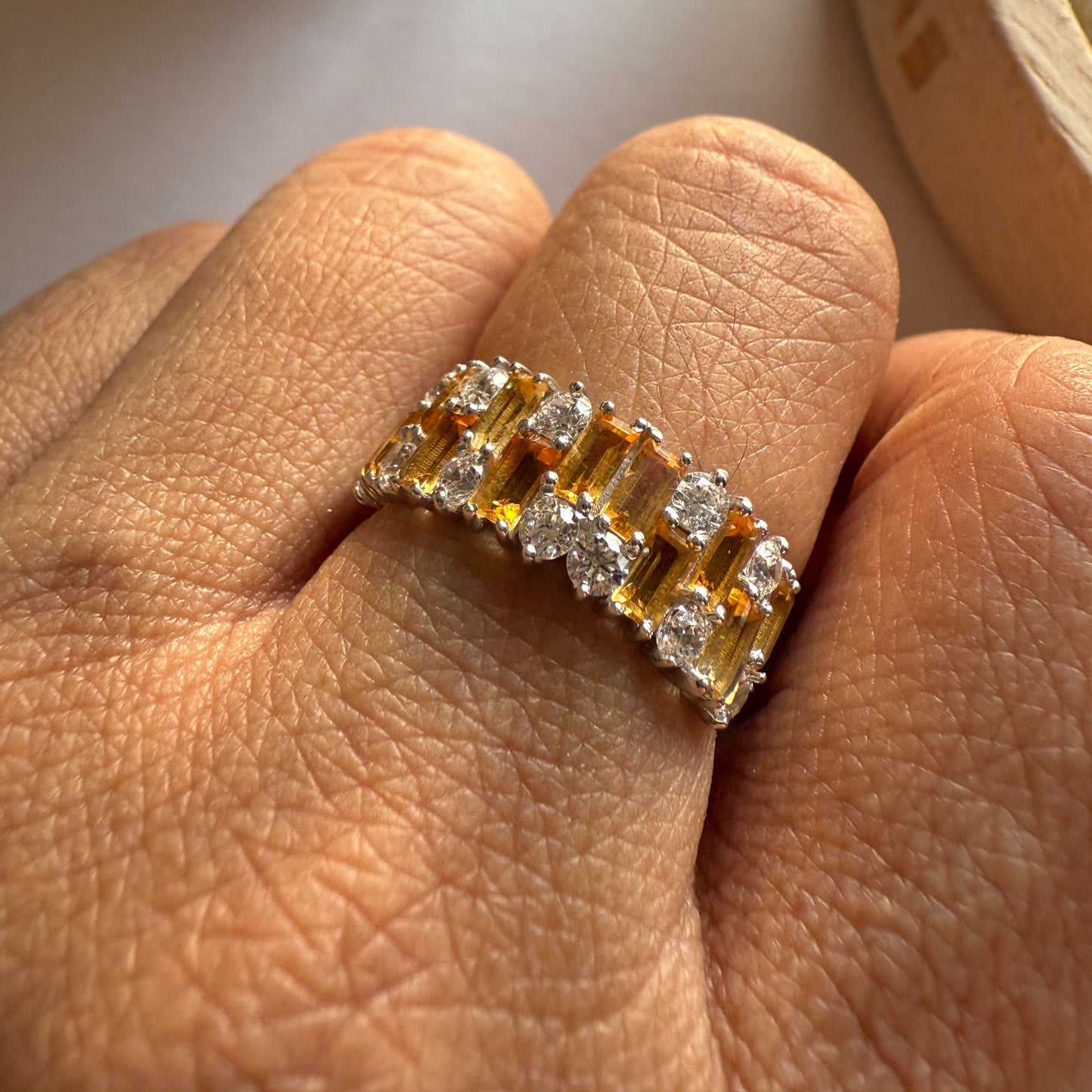Gem Grid Citrine Ring Band