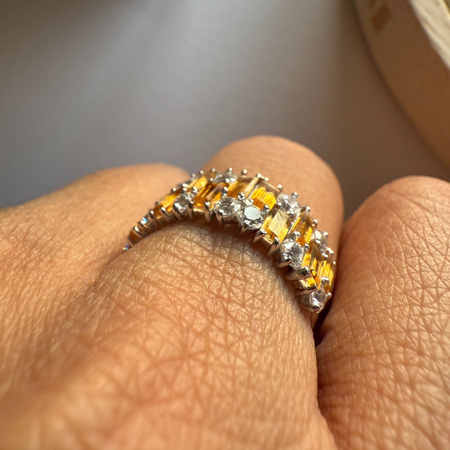 Gem Grid Citrine Ring Band
