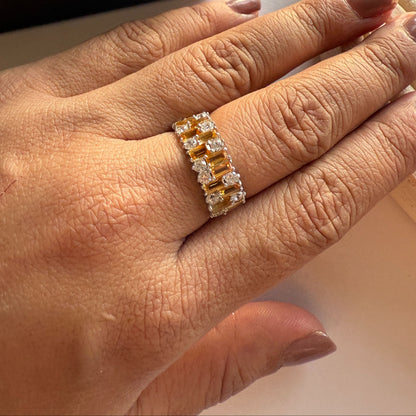 Gem Grid Citrine Ring Band