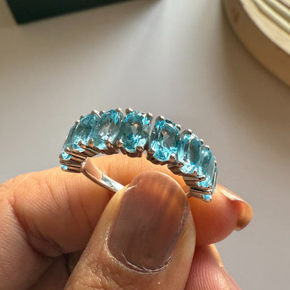 Graceful Curve Swiss Blue Topaz Ring