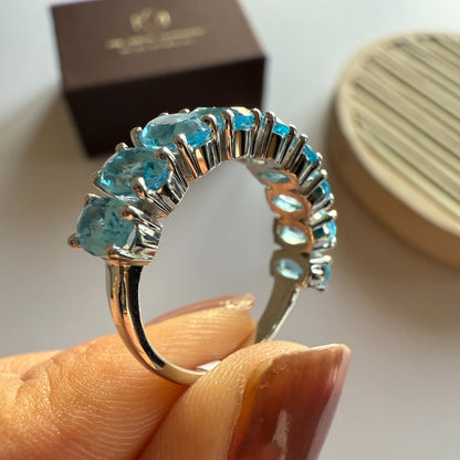 Graceful Curve Swiss Blue Topaz Ring