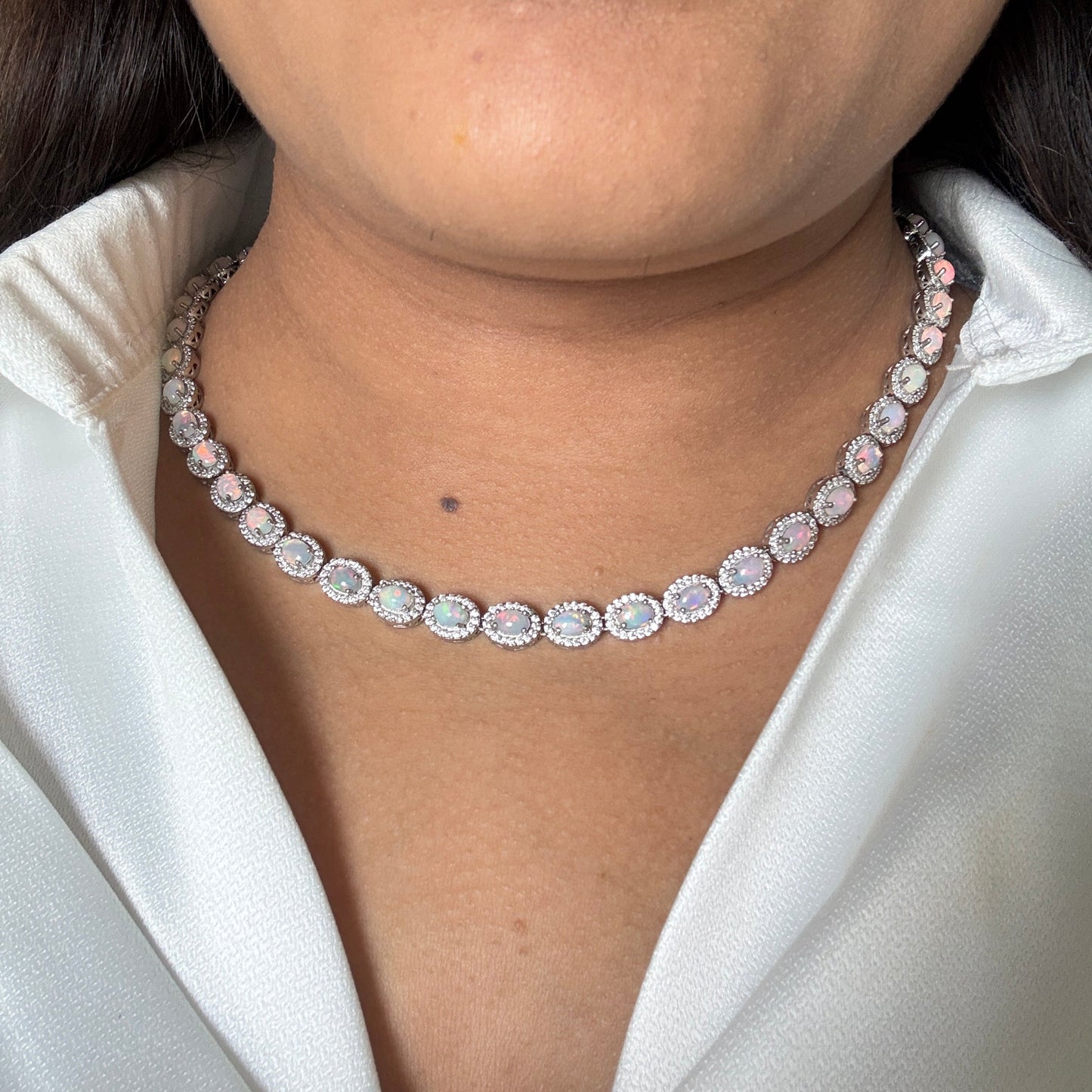 Gemlet Opal Necklace With Earrings