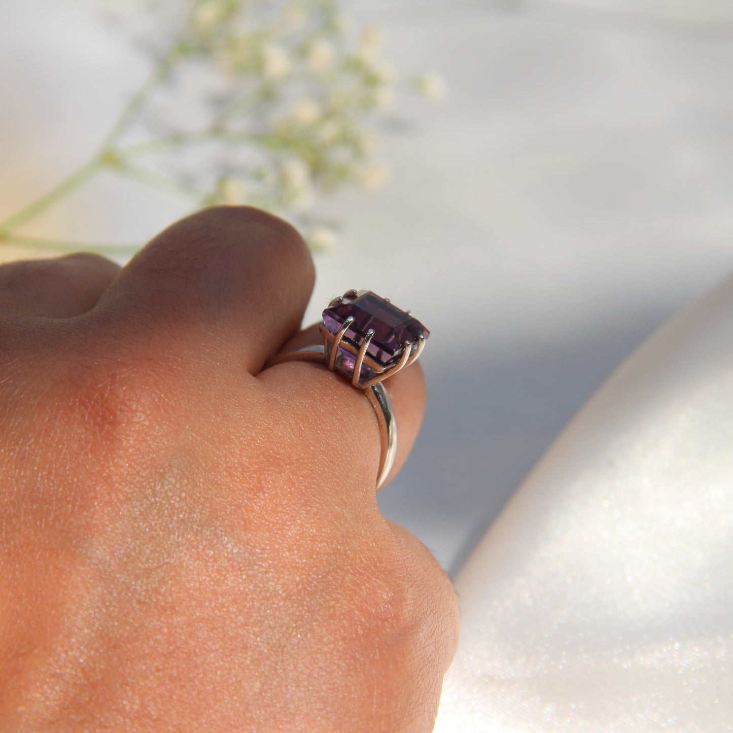Purplette Square Amethyst Silver Ring